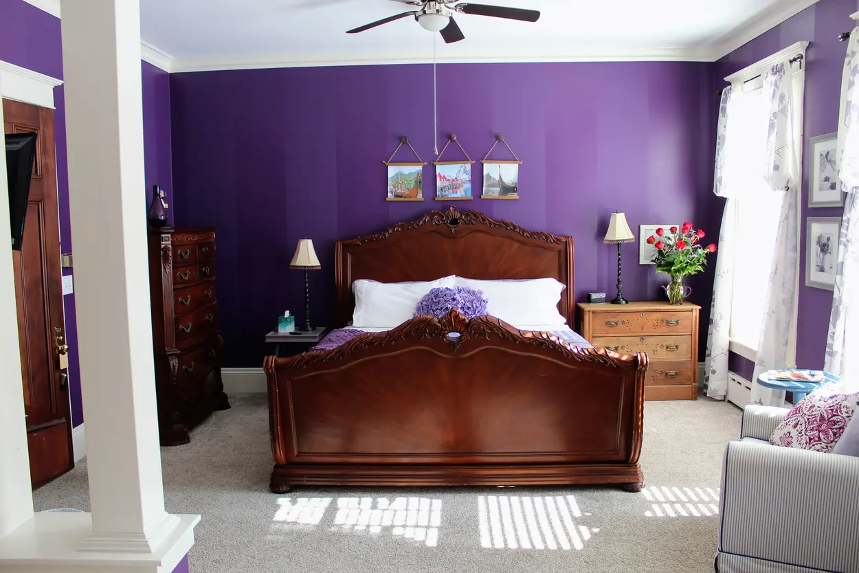 The Purple Viking Bed from the foot of the bed