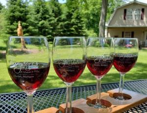 Wine glasses at Burgdorf's Winery